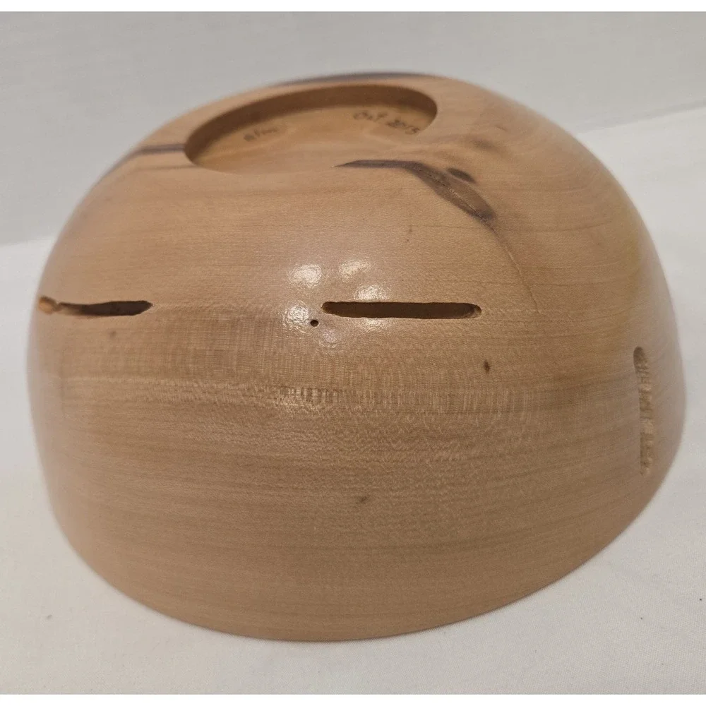 Vtg J. Anderson Hand-Turned Elm Wood Bowl 7